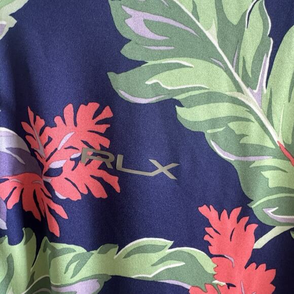 RLX Ralph Lauren Classic Fit Performance Polo Shirt Mens M Hawaiian Floral Golf - Picture 4 of 11